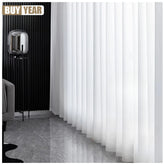 High Quality Solid White Tulle Curtains for Living Room Cream Decoration Beige Window Sheer Voile Modern Bedroom Chiffon Decor