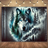 Mysterious Forest Lone Wolf Tapestry, Polyester Wall Hanging Art, Suitable for Indoor and Outdoor Decoration, Home, Living Room