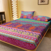 1 Simple modern Bohemian printed matte Fitted Sheet, bedroom printed bed cover, bedding (excluding pillowcases)