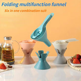 1Set Six in One Plastic Funnel Set Household Kitchen Essential for Oil Wine Leak Prevention and Filtering