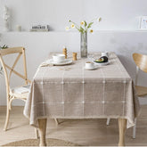 Cotton Linen Embroidery Tassel Tablecloth,Grey Large Square Dust-Proof Table Cover,for Kitchen Dinning Coffee Tabletop Decor