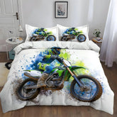 Motorcycle Duvet Cover Extreme Sports Theme Decor Single Bedding Duvet Cover Motocross Boys Bedding for Adult Kids Teens Boys