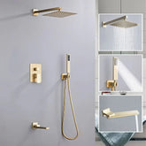 Luxury Brushed Gold/Black/Silver/Grey Hidden Bathroom Shower Faucet Set 10 Inch Shower Head Bathtub Rain Mixer Tap Shower System