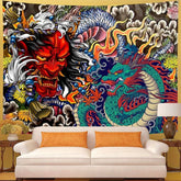 1pc Vibrant Japanese Dragon Tapestry-Fabric Wall Hanging, Aesthetic Anime Art Tapestry for Living Room or Bedroom Decoration