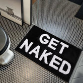 Get Naked Runner Black and White Cute Bathroom Rug Long Get Naked Rug Funny Bathroom Decor for Apartment Bathmat 40x60cm 50x80cm