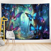 Butterfly Forest Tapestry - Versatile Polyester Wall Hanging for Living Room, Bedroom, Office & Party Decor | Ideal Creative Gif