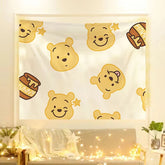 MINISO famous product cute cartoon Winnie the Pooh cartoon background cloth door tapestry cute carpet hanging cloth girl heart b