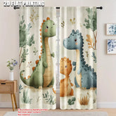 2pcs, spring summer Curtains Cute Dinosaur Watercolor Sheer Curtains Versatile Polyester Outdoor Decorations Perfect for Bedroom