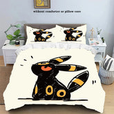 Pokemons Cartoon Anime Bedding Set Kawaii Pikachu Gengar Eevee Charizard Quilt Duvet Cover Children's Set Room Decoration Gift