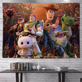 Toy Story Poster Tapestry Cute Buzz Lightyear Aesthetics Room Home Decor Hanging Cloth Tapestries Kids Room Background Cloth