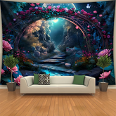 1 Piece Romantic Garden Arch Tapestry - Polyester Material, Ideal for Living Room & Bedroom Decoration - with Installation Kit