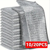 10/20Pcs Non-Scratch Stainless Steel Scrubbing Cloths Reusable Quick-Dry Silvery Kitchen Cleaning Dish Towel Scouring Cloth