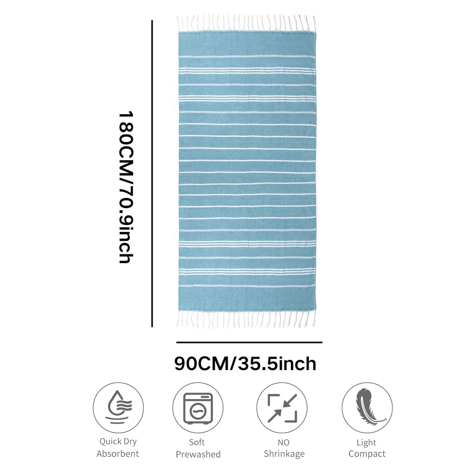 Cotton Turkish Beach Towel 90*180CM Sauna Spa Gym Sports Fitness Fringed Bath Towel Kitchen Soft Absorbent Quick Drying Towels