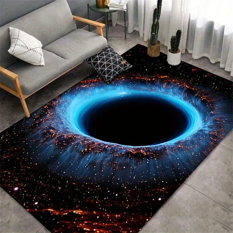 Cosmic Black Hole Design Area Rug Floor Mat Non-Slip Waterproof Rug for Living Room Bedroom Kitchen Outdoor Decor Carpet