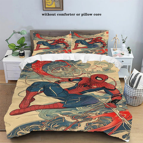 Marvel Movie Spiders-man Lrons Man Thor Bedding Set Deadpool Quilt Duvet Cover Pillowcase Kids Bed Comfortable Bed Set Twin King