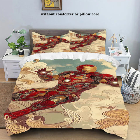 Marvel Movie Spiders-man Lrons Man Thor Bedding Set Deadpool Quilt Duvet Cover Pillowcase Kids Bed Comfortable Bed Set Twin King