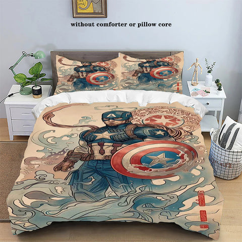 Marvel Movie Spiders-man Lrons Man Thor Bedding Set Deadpool Quilt Duvet Cover Pillowcase Kids Bed Comfortable Bed Set Twin King