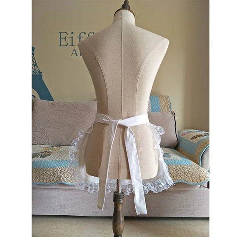 White Half Waist Bistro Restaurant Lace Ruffle Apron Women Kitchen Avental de Cozinha Divertido Tablier Cuisine Pinafore Apron