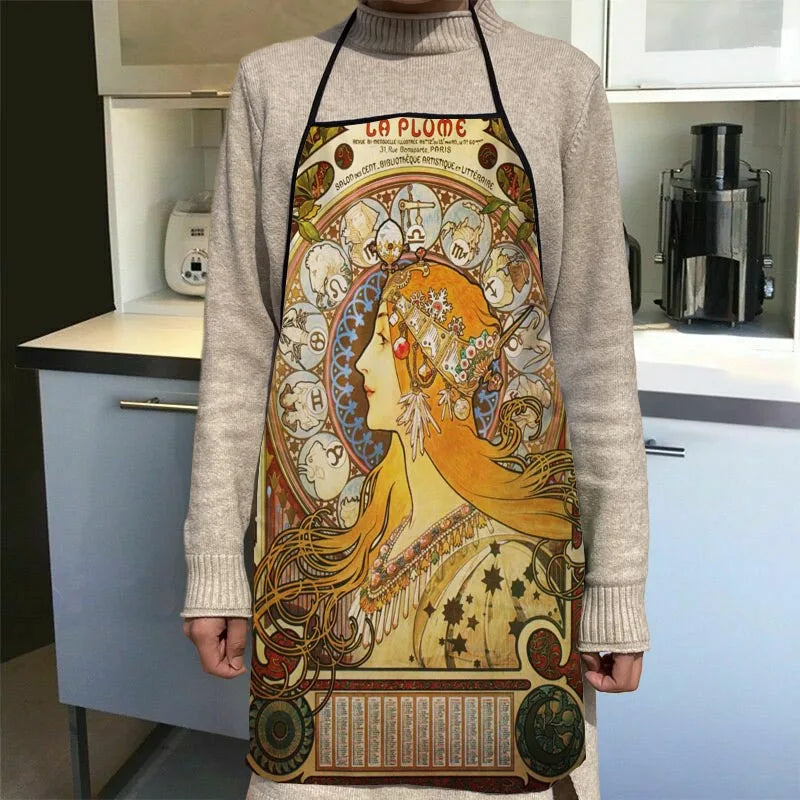 New Arrival Alphonse Mucha Art Apron Kitchen Aprons For Women Oxford Fabric Cleaning Pinafore Home Cooking Accessories Apron