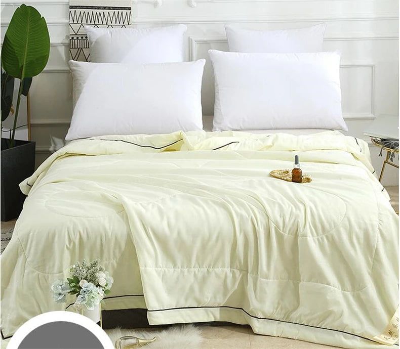 VESCOVO Summer Quilt Thin Queen Size Mulberry Silk Comforter 200*230 Twin Duvet 150*200