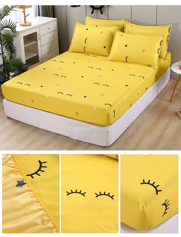 Bonenjoy Sheet on Rubber Band Kids Bed Sheet Cartoon Cars Printed Fitted Sheet for Boy Single Fitted Bed Sheet with Pillowcase