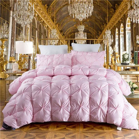 3D luxury 100% Goose Down Duvet Quilted Quilt King Queen Full size Comforter Winter Thick Blanket Solid Color