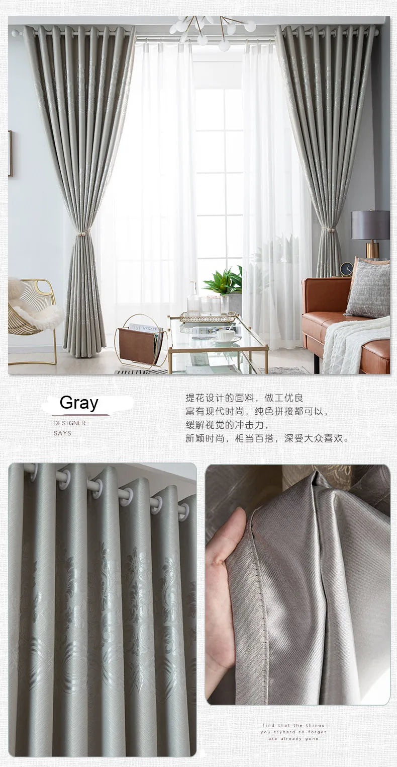 Dreamwood-European Style Jacquard Window Curtain for Living Room, Insulation Blackout, New Fabric, High Quality, Ready Made