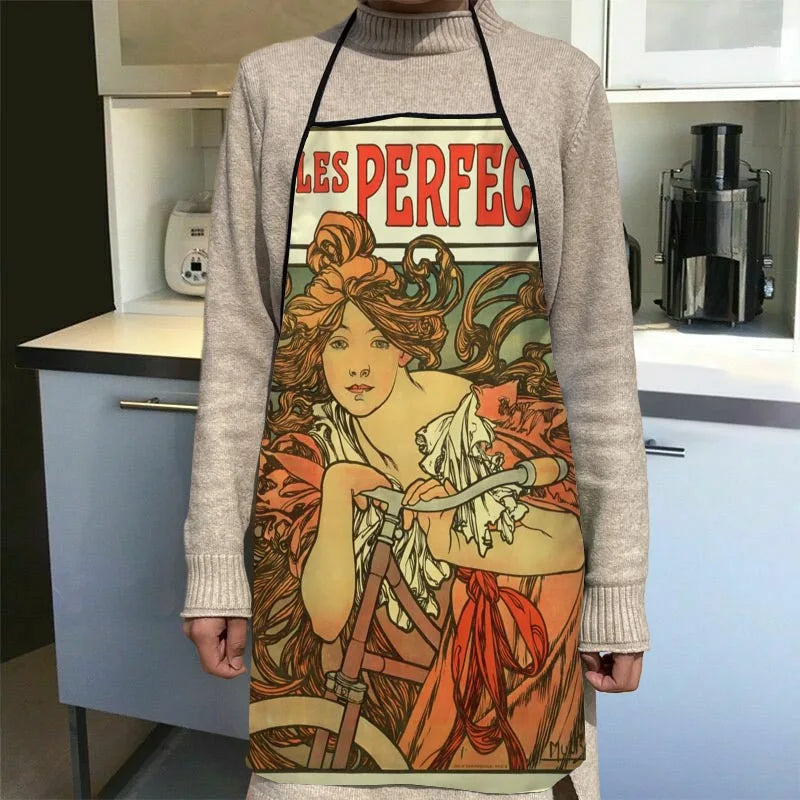 New Arrival Alphonse Mucha Art Apron Kitchen Aprons For Women Oxford Fabric Cleaning Pinafore Home Cooking Accessories Apron