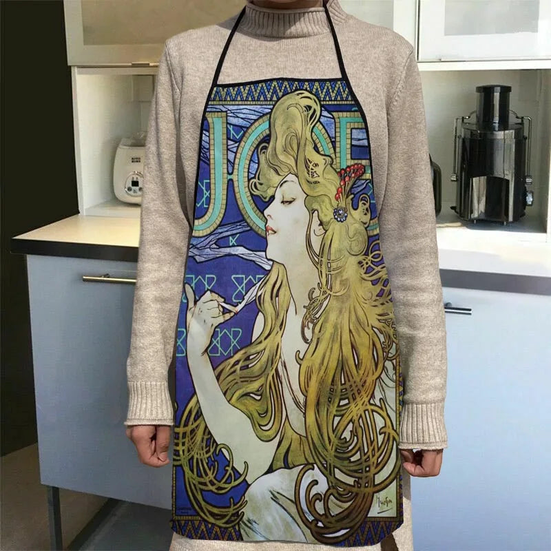 New Arrival Alphonse Mucha Art Apron Kitchen Aprons For Women Oxford Fabric Cleaning Pinafore Home Cooking Accessories Apron