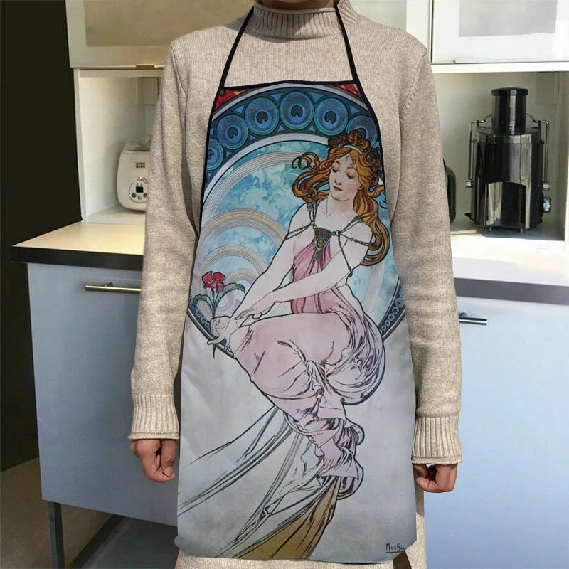 New Arrival Alphonse Mucha Art Apron Kitchen Aprons For Women Oxford Fabric Cleaning Pinafore Home Cooking Accessories Apron