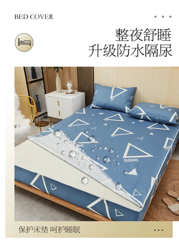 Printing Waterproof Mattress Cover With Zipper Queen Twin Bed Fitted Sheet 6 Sides Removable Inclusive Mattress Protector Pad