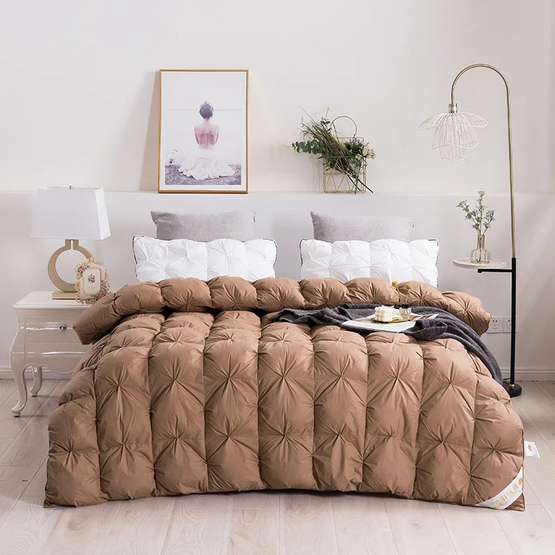 Luxury 100% Goose Down Soft Duvet Blanket King Queen Twin Size Comforter Bedding Filler Bread Shape Super Warm Quilt