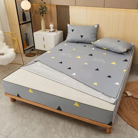 Printing Waterproof Mattress Cover With Zipper Queen Twin Bed Fitted Sheet 6 Sides Removable Inclusive Mattress Protector Pad