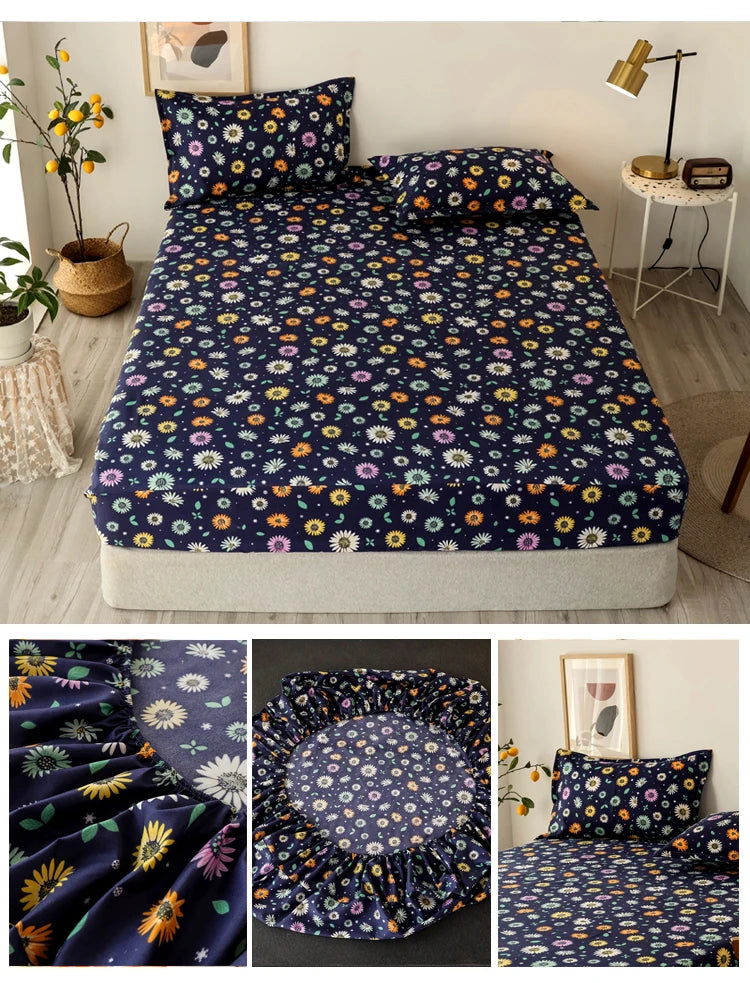 Bonenjoy Sheet on Rubber Band Kids Bed Sheet Cartoon Cars Printed Fitted Sheet for Boy Single Fitted Bed Sheet with Pillowcase