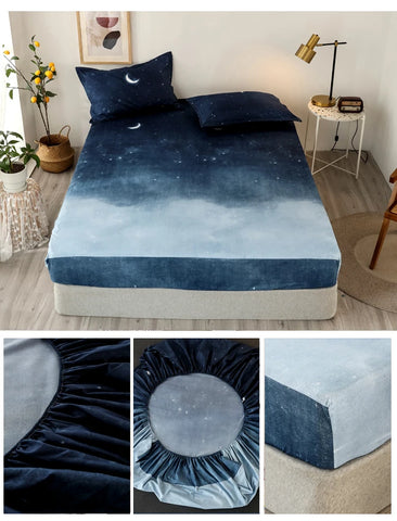 Bonenjoy Sheet on Rubber Band Kids Bed Sheet Cartoon Cars Printed Fitted Sheet for Boy Single Fitted Bed Sheet with Pillowcase