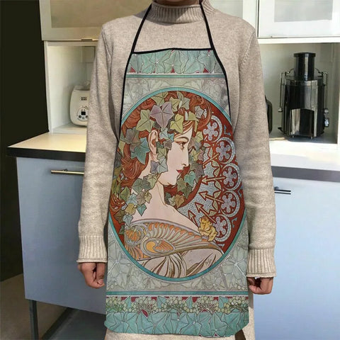 New Arrival Alphonse Mucha Art Apron Kitchen Aprons For Women Oxford Fabric Cleaning Pinafore Home Cooking Accessories Apron