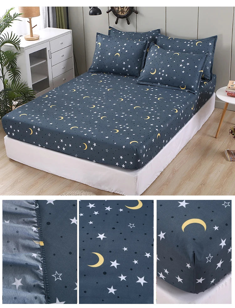 Bonenjoy Sheet on Rubber Band Kids Bed Sheet Cartoon Cars Printed Fitted Sheet for Boy Single Fitted Bed Sheet with Pillowcase