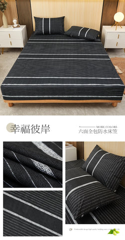 Printing Waterproof Mattress Cover With Zipper Queen Twin Bed Fitted Sheet 6 Sides Removable Inclusive Mattress Protector Pad