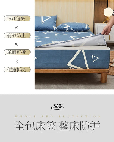Printing Waterproof Mattress Cover With Zipper Queen Twin Bed Fitted Sheet 6 Sides Removable Inclusive Mattress Protector Pad