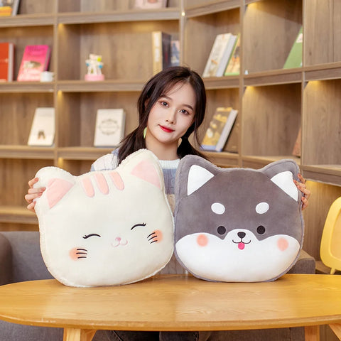 40cm Shiba Inu Cushion Pillow Seat Cushion Sofa Decorative Cushion Stuffed Animal White Cats Comfortable Pillow Birthday Gifts