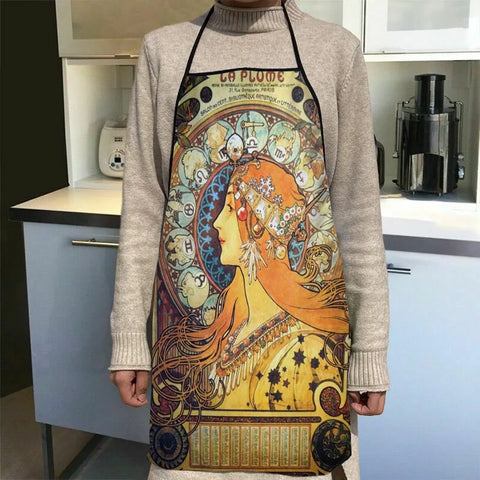 New Arrival Alphonse Mucha Art Apron Kitchen Aprons For Women Oxford Fabric Cleaning Pinafore Home Cooking Accessories Apron