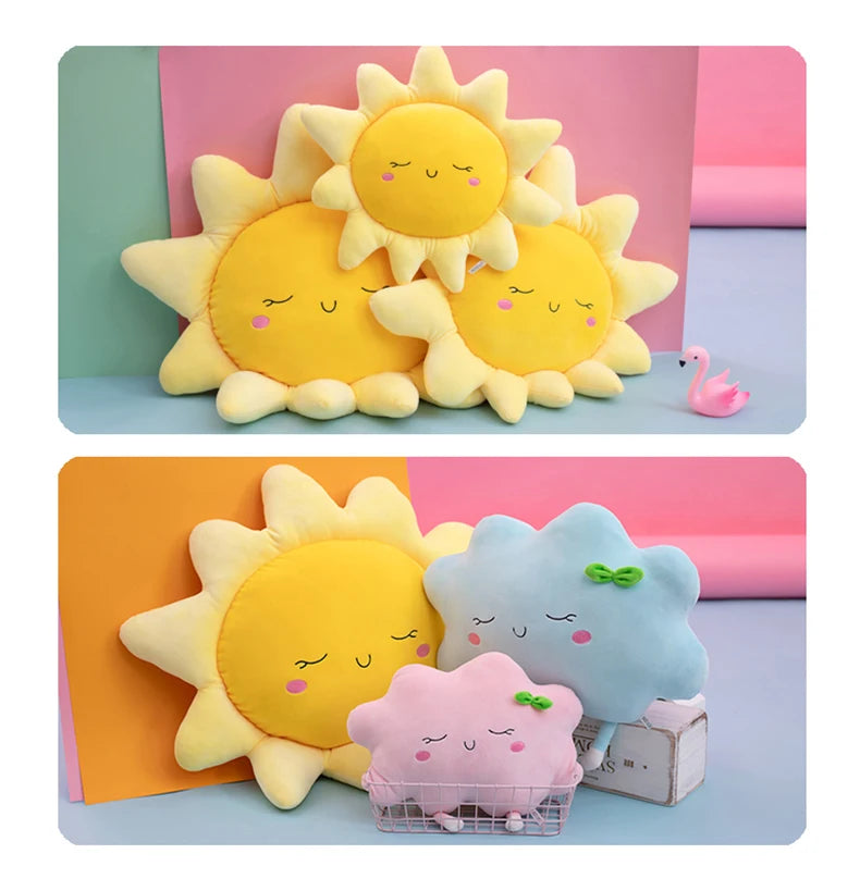 Cute Sun Cloud Plush Pillow Stuffed Soft Creative Plush Sun Cloud Toy Car Pillow Home Decor Kids Toys