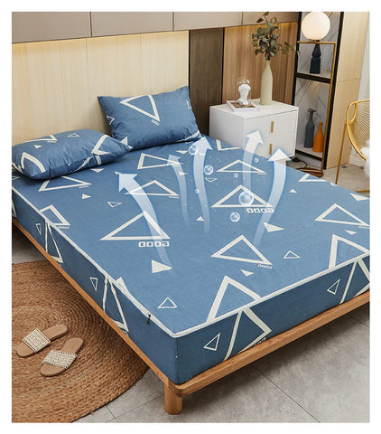 Printing Waterproof Mattress Cover With Zipper Queen Twin Bed Fitted Sheet 6 Sides Removable Inclusive Mattress Protector Pad