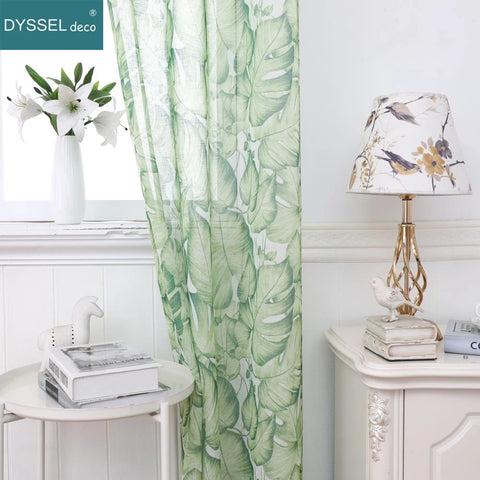 Modern Natural Floral Printting Europe Style Voile Tulle Sheer Gromment Rod Pocket Windows Curtain For Livingroom Bedroom