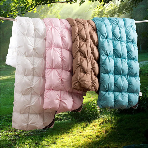 3D luxury 100% Goose Down Duvet Quilted Quilt King Queen Full size Comforter Winter Thick Blanket Solid Color
