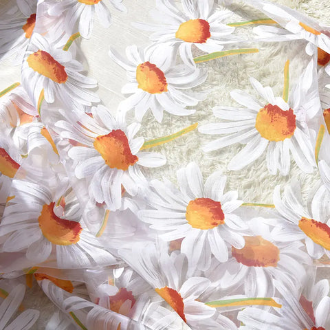 Sun Flower Tulle Curtains for Living Room Bedroom Kitchen Yellow Floral Voile Sheer Curtains for Window Treatment Drapes Blinds