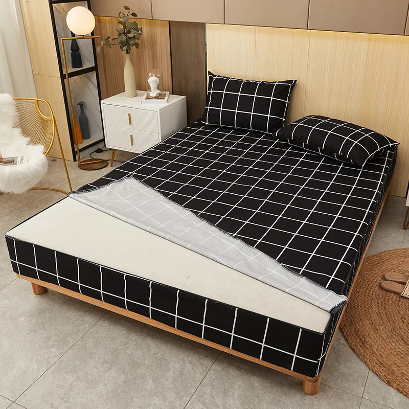 Printing Waterproof Mattress Cover With Zipper Queen Twin Bed Fitted Sheet 6 Sides Removable Inclusive Mattress Protector Pad