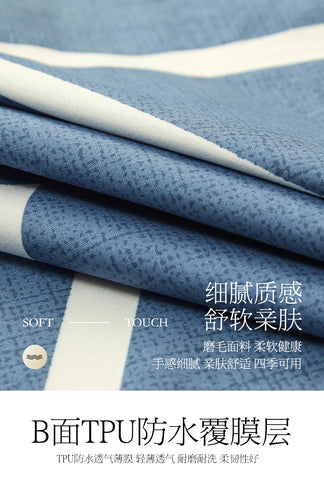 Printing Waterproof Mattress Cover With Zipper Queen Twin Bed Fitted Sheet 6 Sides Removable Inclusive Mattress Protector Pad