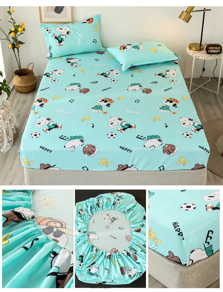 Bonenjoy Sheet on Rubber Band Kids Bed Sheet Cartoon Cars Printed Fitted Sheet for Boy Single Fitted Bed Sheet with Pillowcase