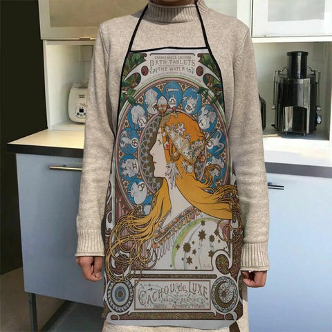 New Arrival Alphonse Mucha Art Apron Kitchen Aprons For Women Oxford Fabric Cleaning Pinafore Home Cooking Accessories Apron
